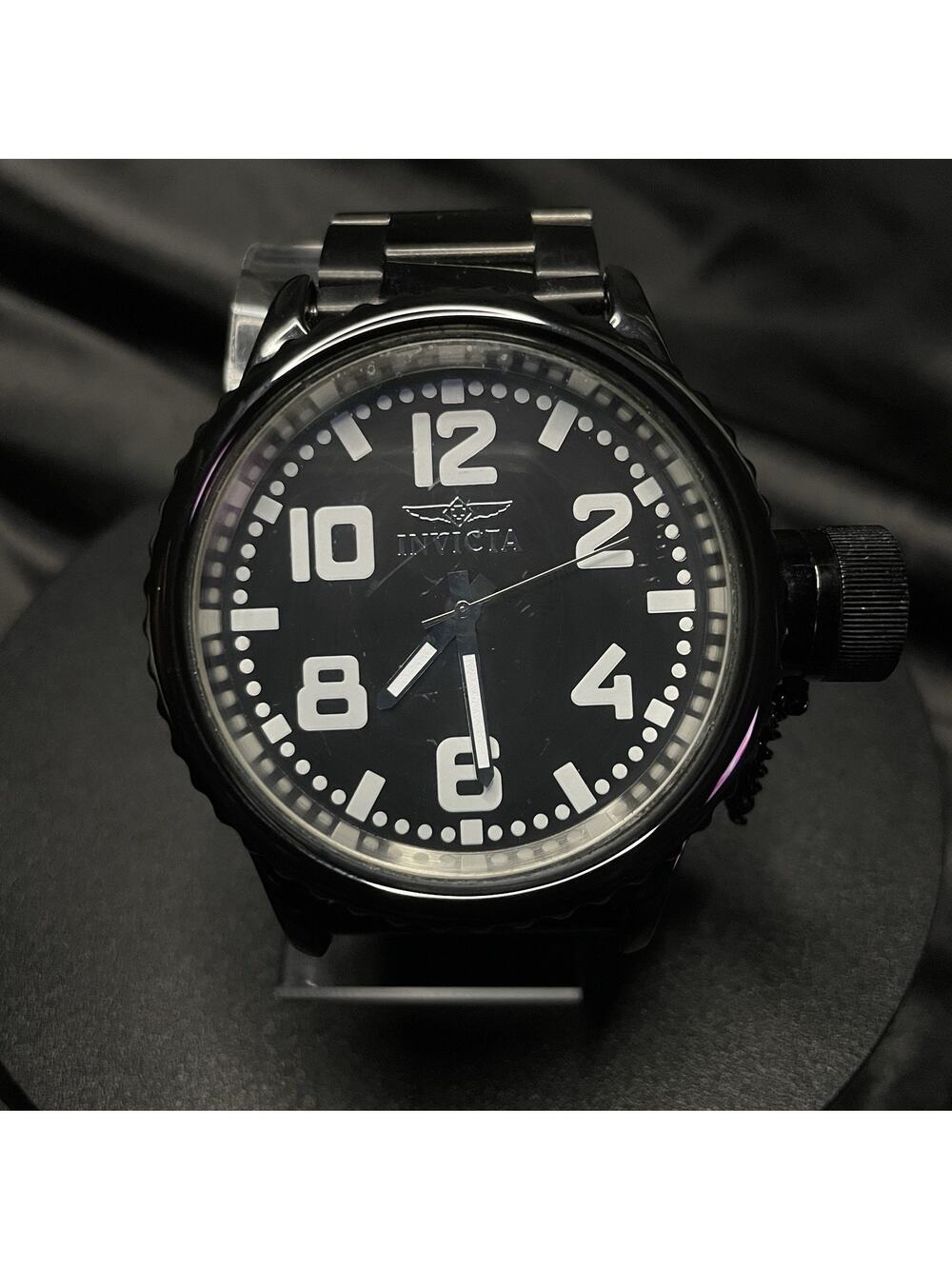 Invicta 1936 Men's 47mm Black Stainless Steel Quartz Analog Watch 50m WR